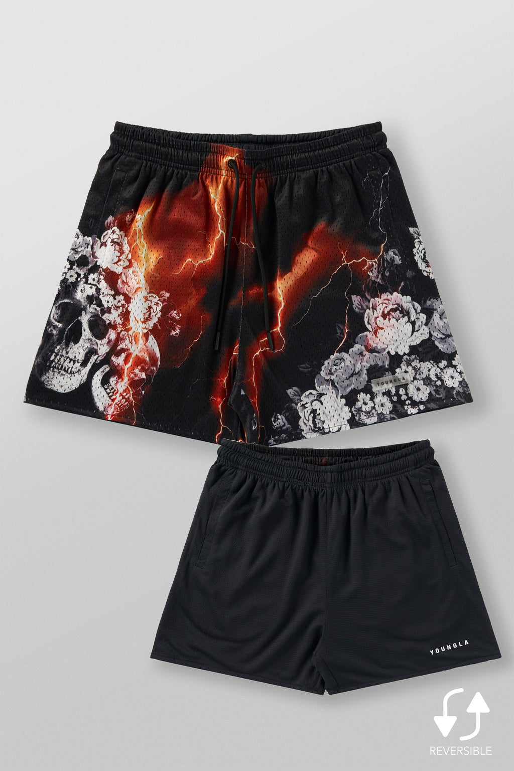 1111 - Skulls & Roses Reversible Shorts – YoungLA