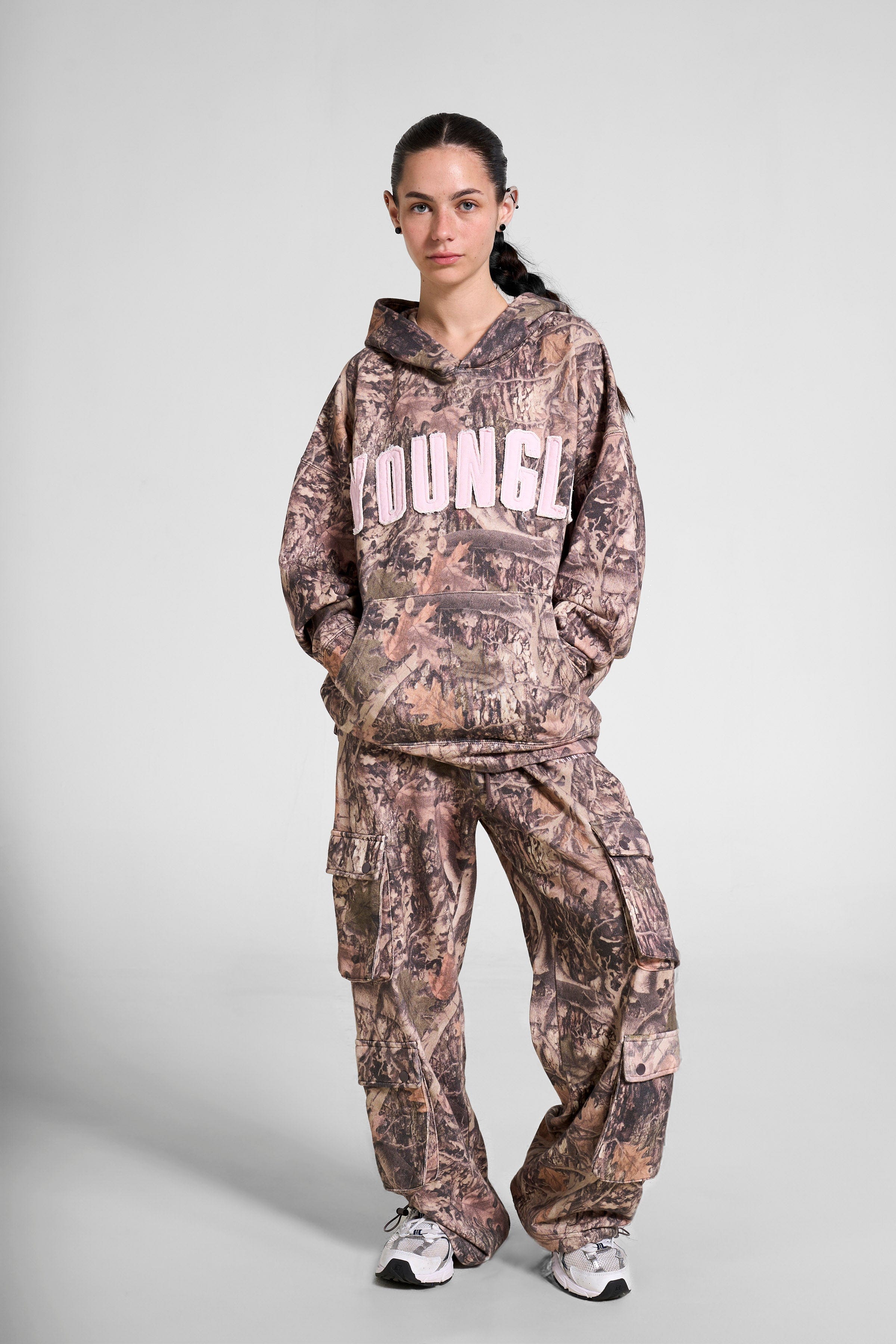 Camouflage cargo sweatpants on sale