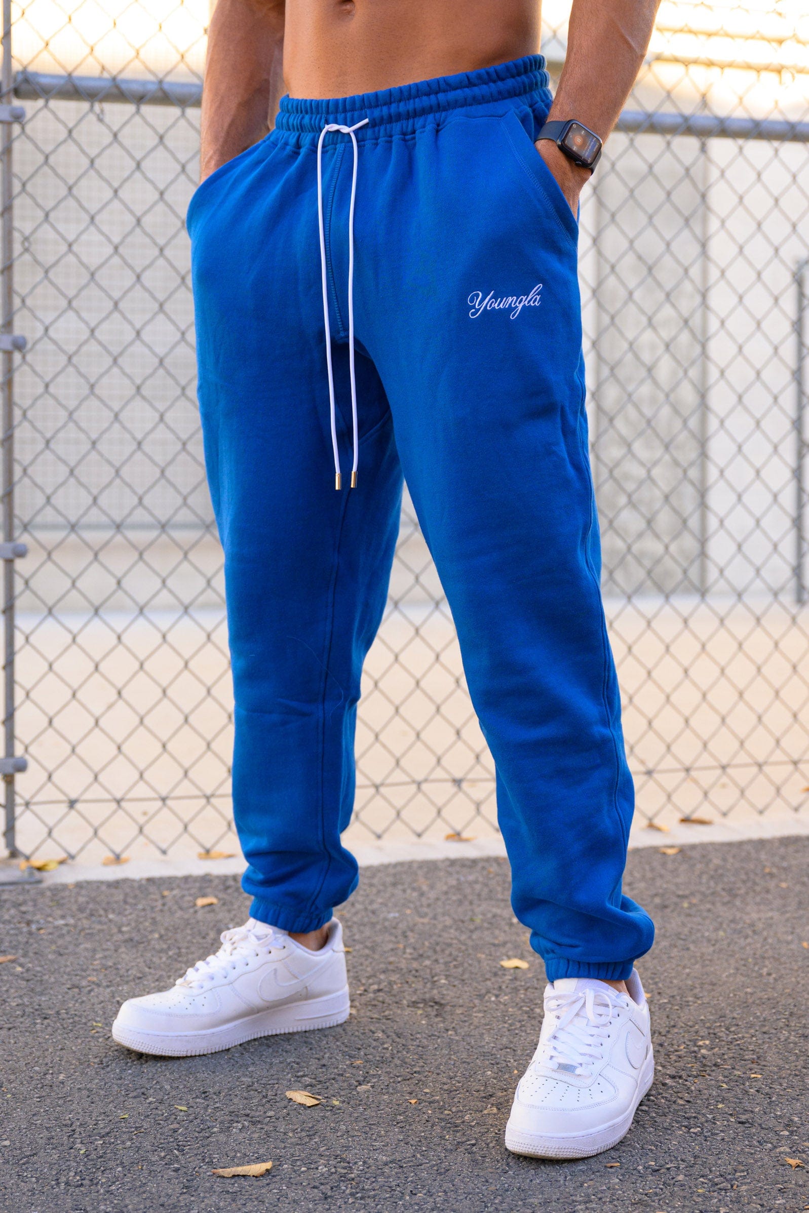 YOUNGLA 211 FOR buy HIM JOGGERS white