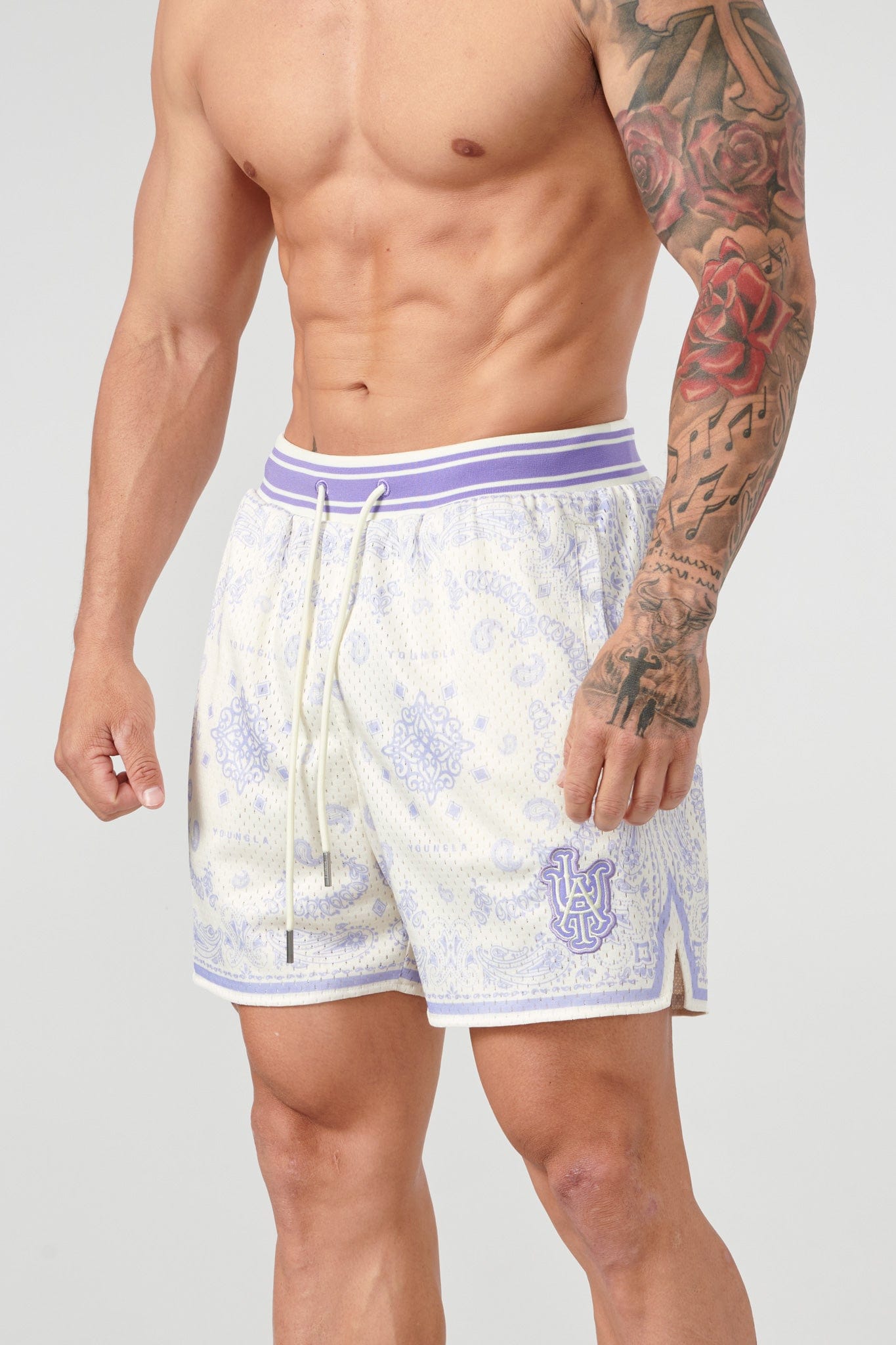 YOUNGLA 132 INFAMOUS online BANDANA SHORTS soft purple