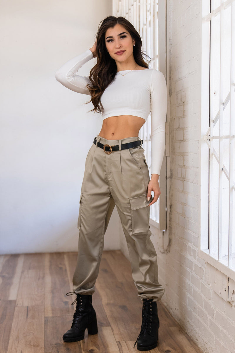 Petite Sweatpant Womens Satin Cargo Pants Womens With V Front Waist And  Oversized Cargo Ruched Design XXL Fashion Streetwear From B121144507,  $19.72
