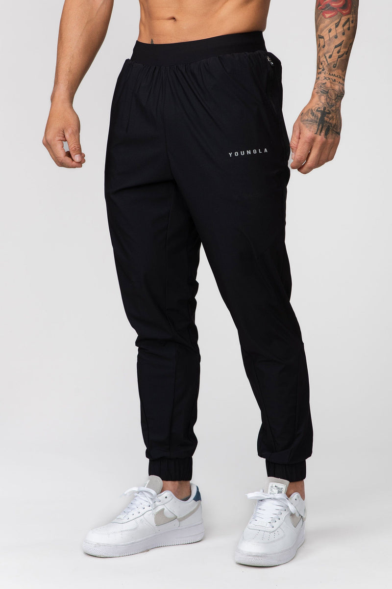Wholesale YoungLA Joggers Men Slim Fit Sweatpant Gym Workout Zipper Pocket  202 Black Large